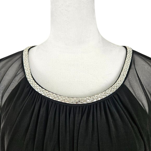 R&M Richards Womens Elegant Dress Plus 20W Black Sheer Capelet Evening Cocktail - Picture 8 of 16